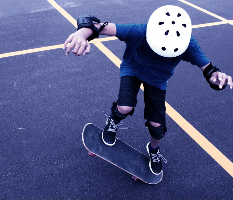 A child skateboarding.